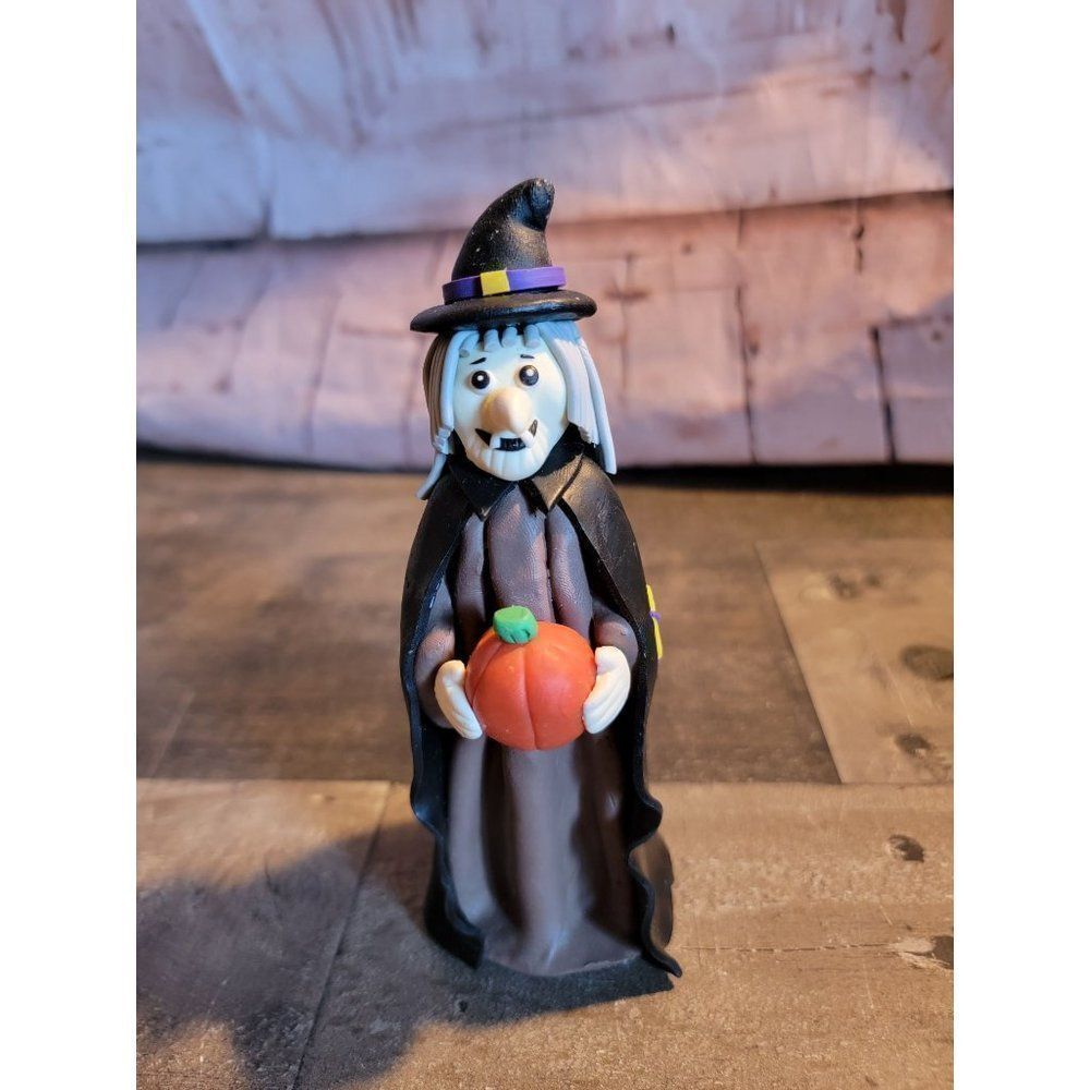 Halloween Clay Witch Handmade pumpkin